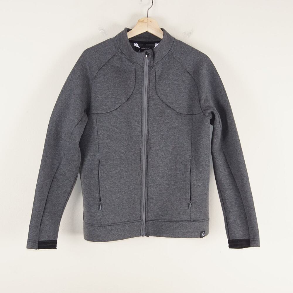 Betabrand x MPG Gray Full Zip Cotton Bomber Sweater Mens Sz M